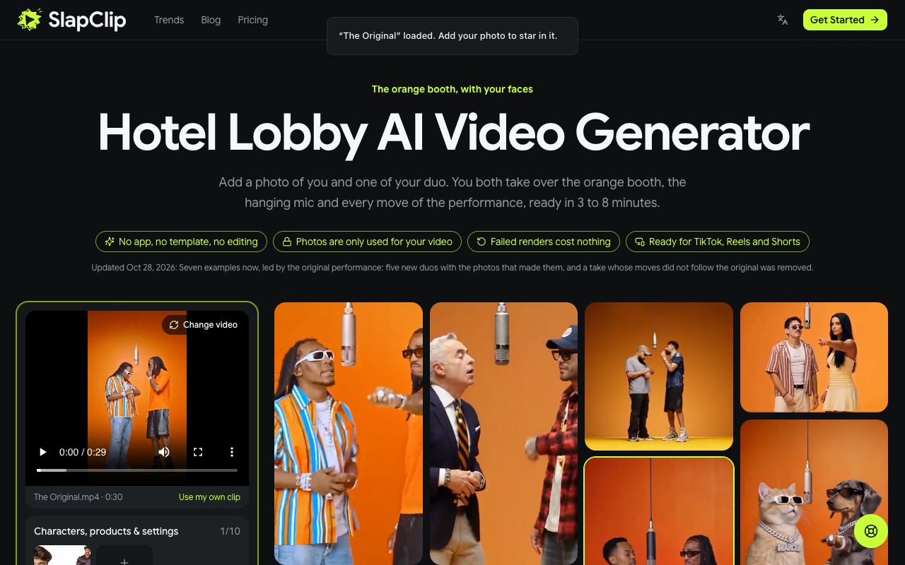 The Hotel Lobby clip loaded in the generator with a photo added in the first slot